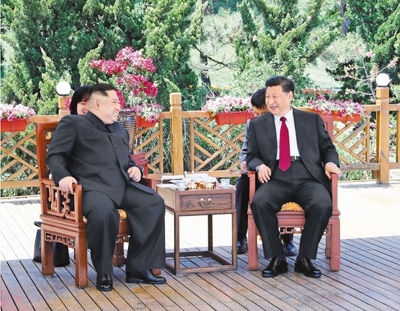 習(xí)近平同朝鮮勞動(dòng)黨委員長(zhǎng)金正恩在大連舉行會(huì)晤