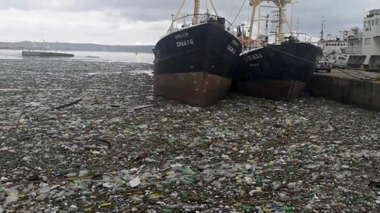 資料圖：海面漂浮著大量垃圾。