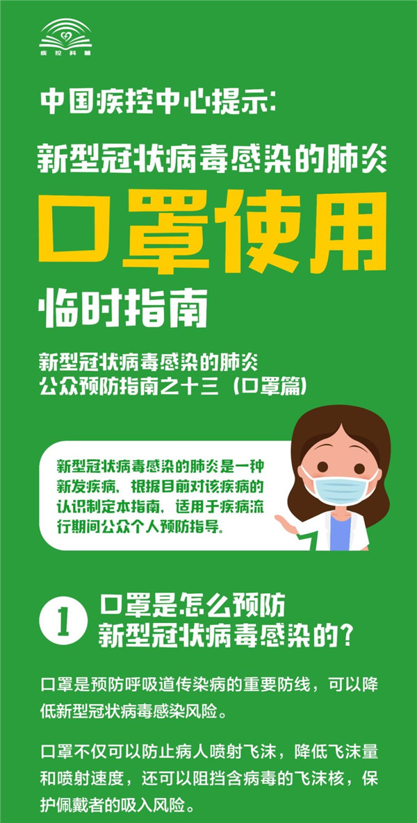 中國(guó)疾控中心提示：如何正確使用口罩