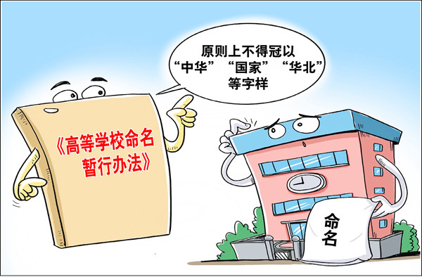 高校命名將有規(guī)范：原則上不得冠以“中華”“國家”“華北”等字樣