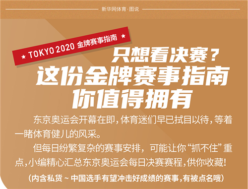 只想看決賽？這份金牌賽事指南你值得擁有