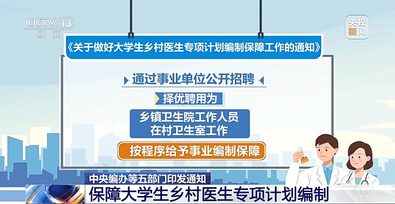 中央編辦等五部門印發(fā)通知：保障大學生鄉(xiāng)村醫(yī)生專項計劃編制