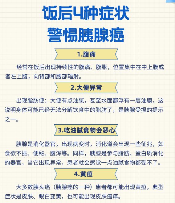 健康中國｜飯后4種癥狀，警惕胰腺癌